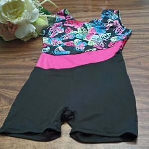 🦋 Leotard Shorts Butterfly Print Girls Approx Size 6/7